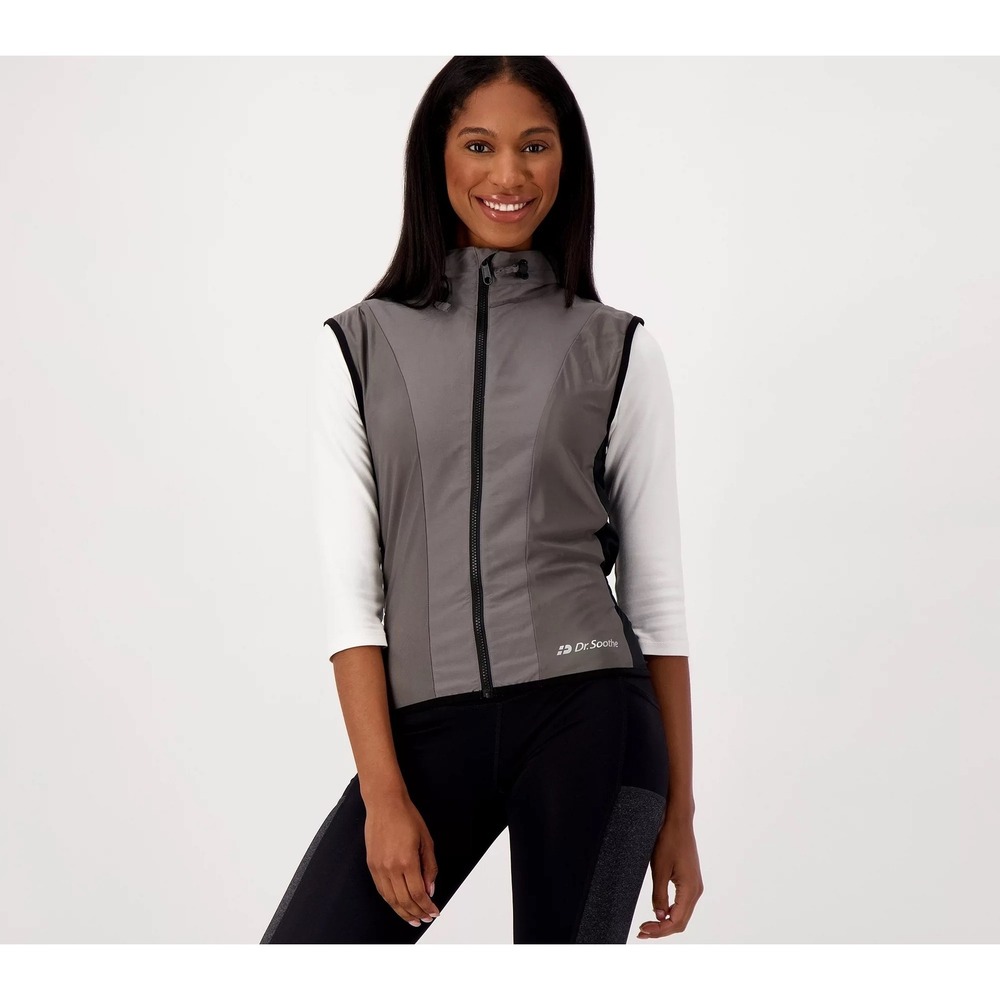 Dr Soothe Backrelieve Womens Gray Full Zip Compression Athletic Vest M/L‎ NEW